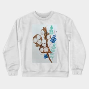 Cotton Flower illustration in watercolours Crewneck Sweatshirt